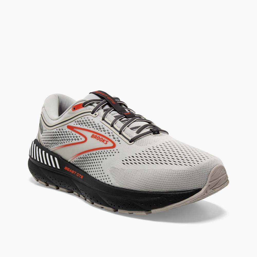 Chaussures Running Route Brooks Beast GTS 23 Grise Rouge Foncé Homme | BZO-1724779